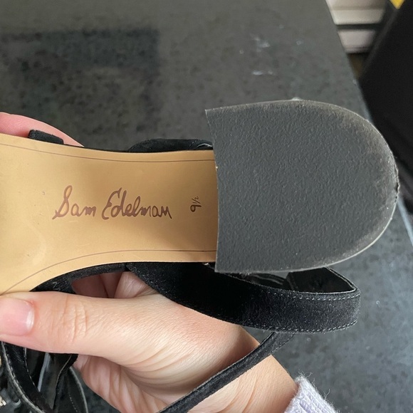 Sam Edelman Sammy Black Suede Block Heels Size 9 1/2 - Picture 7 of 8